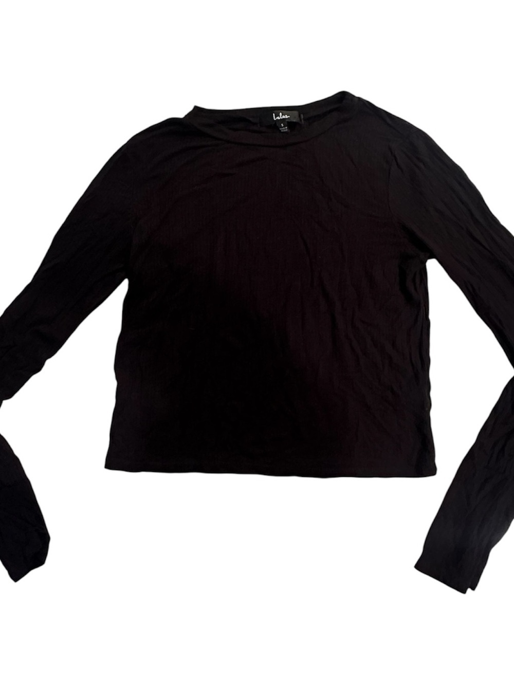 Lulu's Black Long Sleeve Crewneck Top - Slim Fit